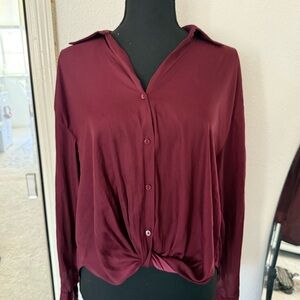 Burgundy Fun2Fun button up blouse